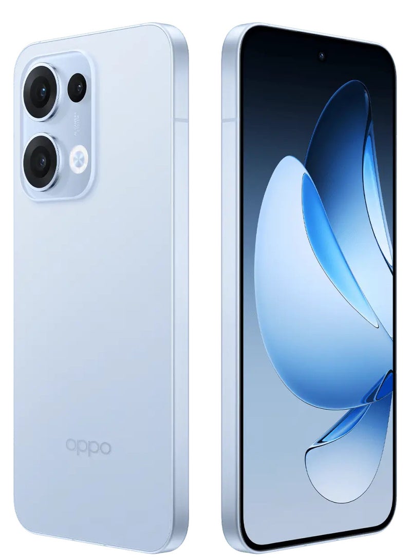 OPPO - Reno 13 Mobile 16GB+256GB Galaxy Blue features a 6.7-inch FHD+ AMOLED display with a 120Hz refresh rate, a 240Hz touch sampling rate, a 2,160Hz PWM dimming rate, Mediatek Dimensity 8350 chipset with Google play Chinese version - Image 1