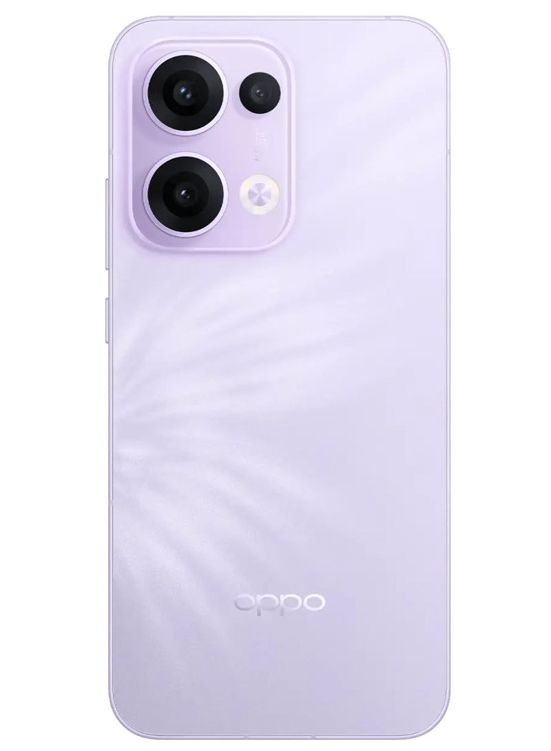OPPO - Reno 13 Mobile 12GB+256GB Butterfly Purple features a 6.7-inch FHD+ AMOLED display with a 120Hz refresh rate, a 240Hz touch sampling rate, a 2,160Hz PWM dimming rate, Mediatek Dimensity 8350 chipset with Google play Chinese version - Image 1