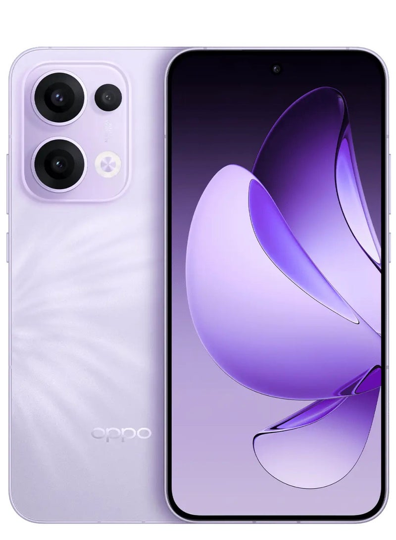 OPPO - Reno 13 Mobile 12GB+256GB Butterfly Purple features a 6.7-inch FHD+ AMOLED display with a 120Hz refresh rate, a 240Hz touch sampling rate, a 2,160Hz PWM dimming rate, Mediatek Dimensity 8350 chipset with Google play Chinese version - Image 1