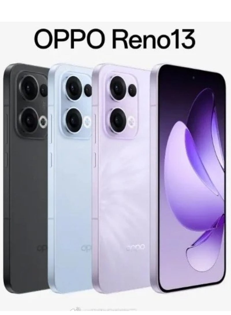 OPPO - Reno 13 Mobile 12GB+256GB Butterfly Purple features a 6.7-inch FHD+ AMOLED display with a 120Hz refresh rate, a 240Hz touch sampling rate, a 2,160Hz PWM dimming rate, Mediatek Dimensity 8350 chipset with Google play Chinese version - Image 1