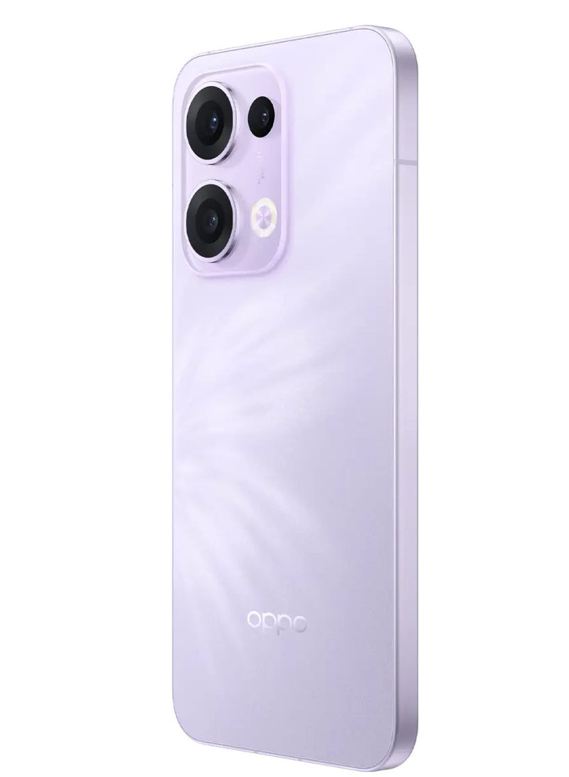 OPPO - Reno 13 Mobile 12GB+256GB Butterfly Purple features a 6.7-inch FHD+ AMOLED display with a 120Hz refresh rate, a 240Hz touch sampling rate, a 2,160Hz PWM dimming rate, Mediatek Dimensity 8350 chipset with Google play Chinese version - Image 1