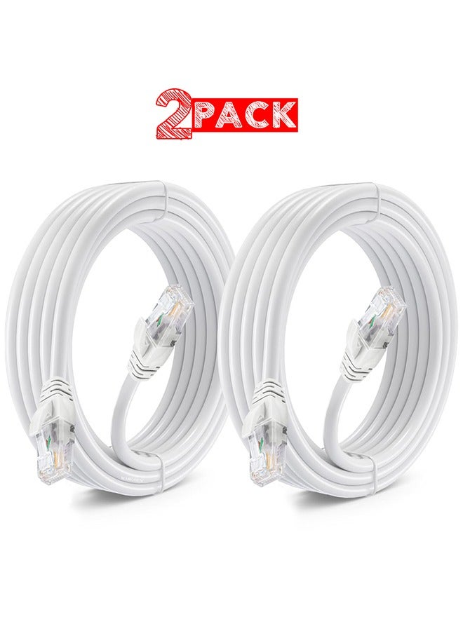 MARGOUN 2Packs CAT 6 RJ45 ethernet Patch Internet Cable with Gold platted Connectors onductor 24 AWG Supports Upto 1000mbps Speed 3 Meters (10 feet) Length White-2  - Image 1