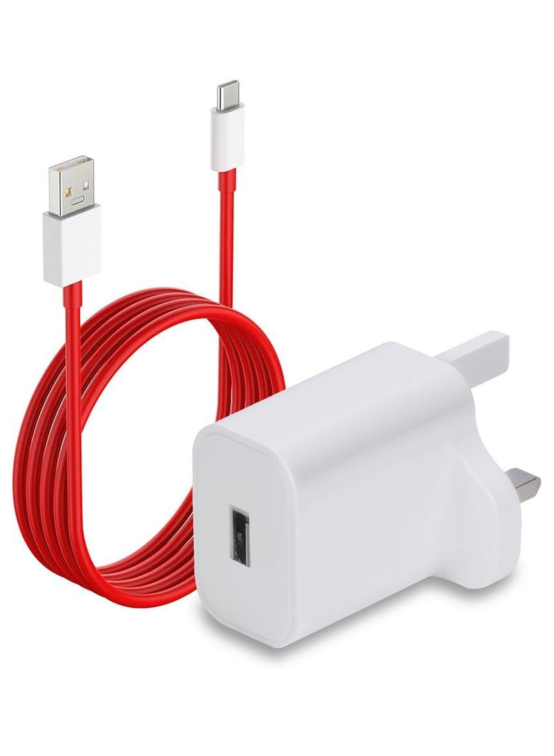 MARGOUN Warp Charger 18W UK Adapter USB-A to Type C USB Cable Kit UK White - Image 1