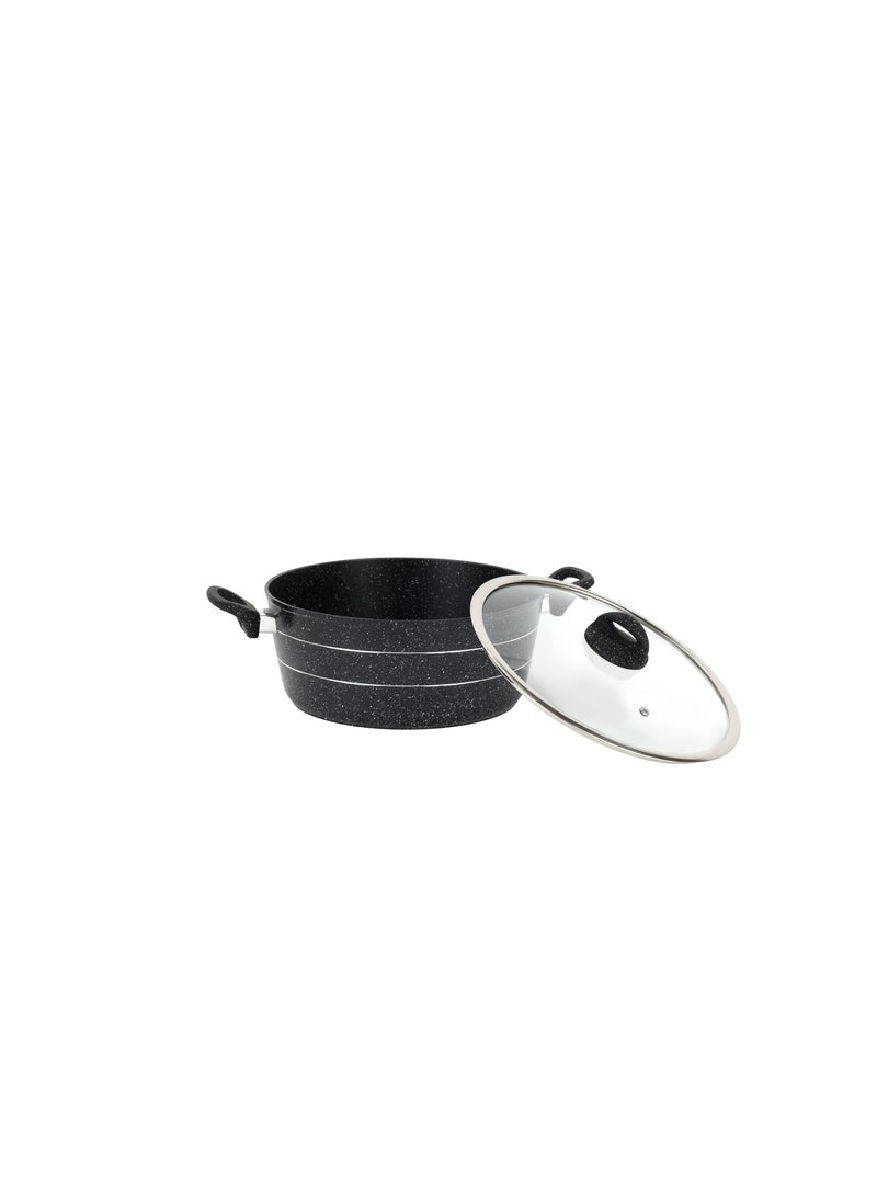 Royalford Royalford 28 cm Smart Granite Series Casserole- RF11867/ Forged Aluminium Cookware with Nonstick Granite Coating, Compatible with Induction, Hot Plate, Halogen, Ceramic, Gas Cooktops/ with Glass Lid and Soft Touch Handles, Perfect for Cooking Stews, Curries, Soups, Rice, Etc. Black 28 cm - Image 2