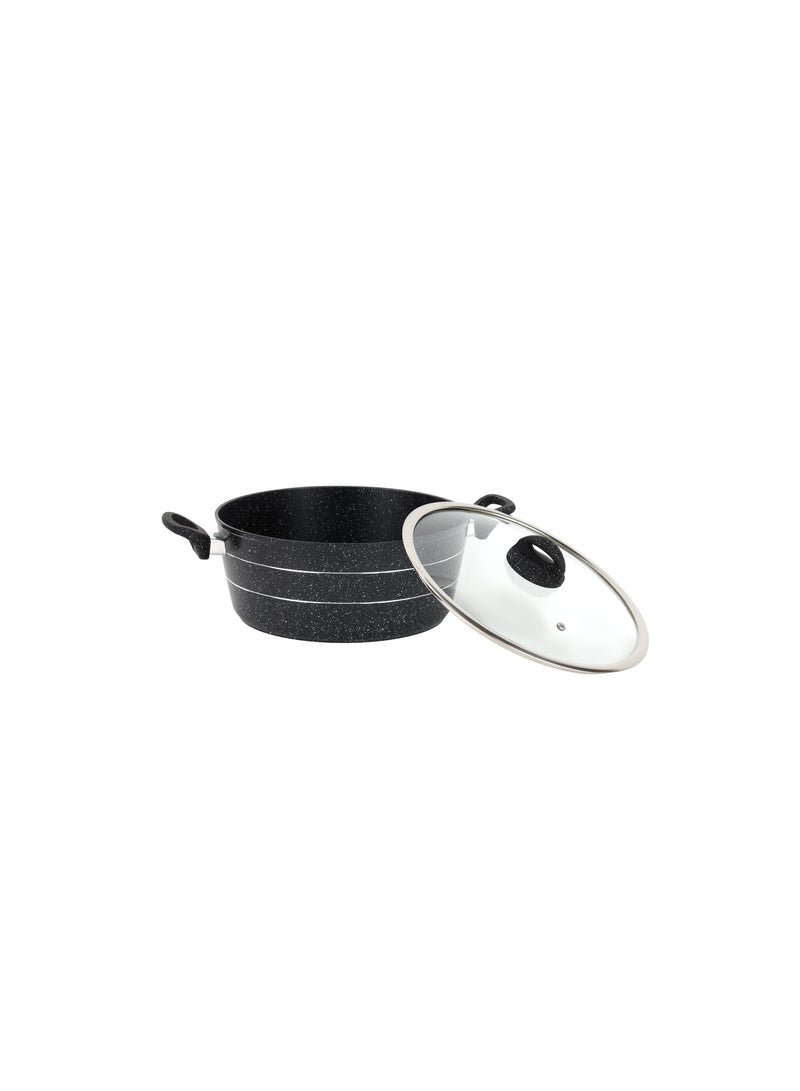 Royalford Royalford 30 cm Smart Granite Series Casserole- RF11868/ Forged Aluminium Cookware with Nonstick Granite Coating, Compatible with Induction, Hot Plate, Halogen, Ceramic, Gas Cooktops/ with Glass Lid and Soft Touch Handles, Perfect for Cooking Stews, Curries, Soups, Rice, Etc. Black 30 cm - Image 3