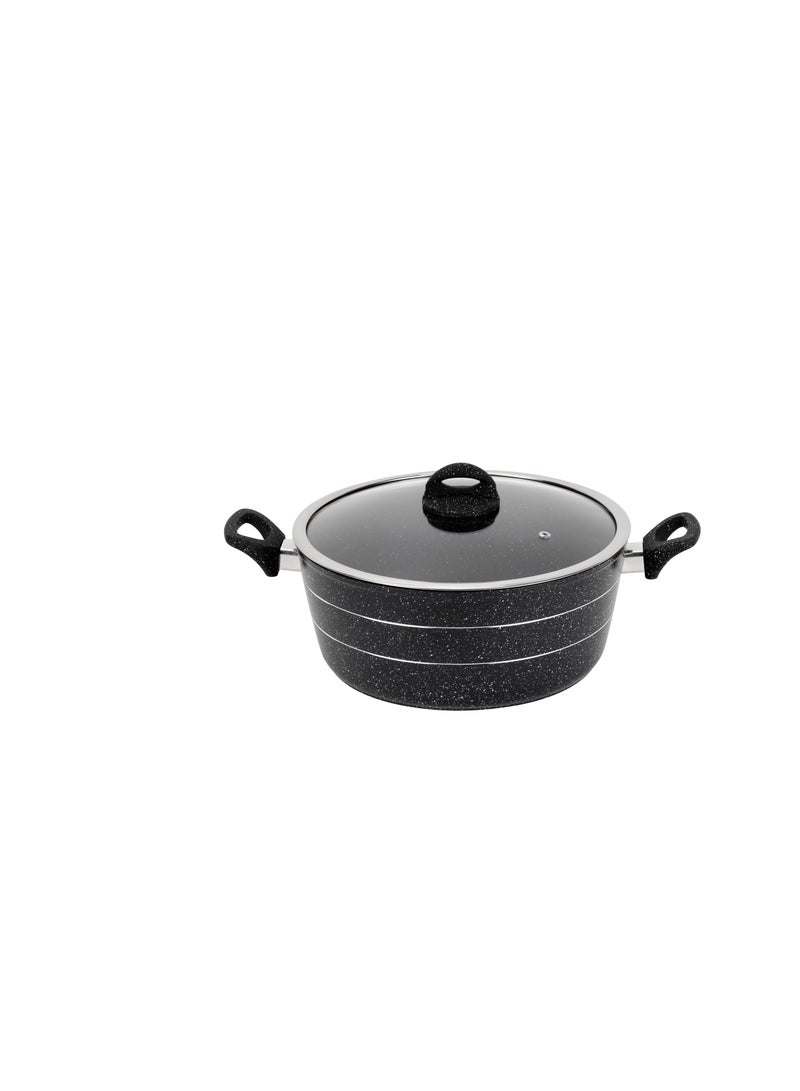 Royalford Royalford 30 cm Smart Granite Series Casserole- RF11868/ Forged Aluminium Cookware with Nonstick Granite Coating, Compatible with Induction, Hot Plate, Halogen, Ceramic, Gas Cooktops/ with Glass Lid and Soft Touch Handles, Perfect for Cooking Stews, Curries, Soups, Rice, Etc. Black 30 cm - Image 2