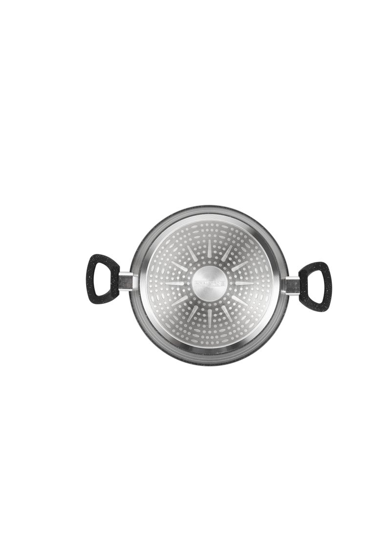 رويال فورد طقم طهي رويال فورد 26 سم من سلسلة الجرانيت الذكي - RF11866/ أواني الطهي المصنوعة من الألمنيوم المطروق مع طلاء جرانيت غير لاصق، متوافقة مع الطهي بالحث، اللوحات الساخنة، الهالوجين، السيراميك، وأسطوانات الغاز/ مع غطاء زجاجي ومقابض ناعمة، مثالية لطهي اليخنات، الكاري، الحساء، الأرز، إلخ. - Image 5