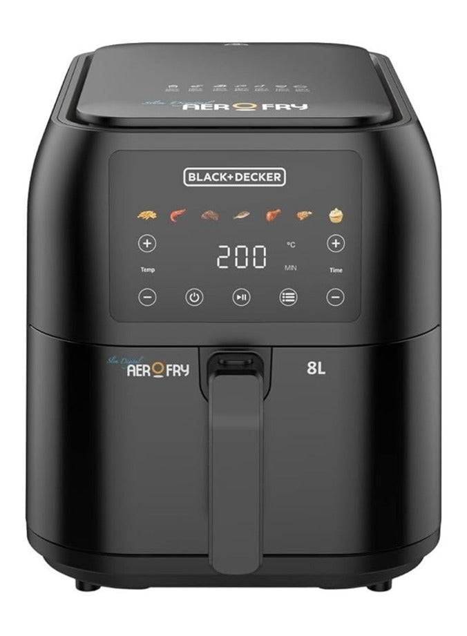 بلاك اند ديكر - Black & Decker 1700W Air Fryer - 8L Capacity, Digital Touch Control, 7 Preset Functions, Adjustable Temp Timer, Rapid Air Convection, Shake Alert, Removable Crisper Plate - SAF80-B5 8 L 1700 W SAF80-B5 black - Image 1