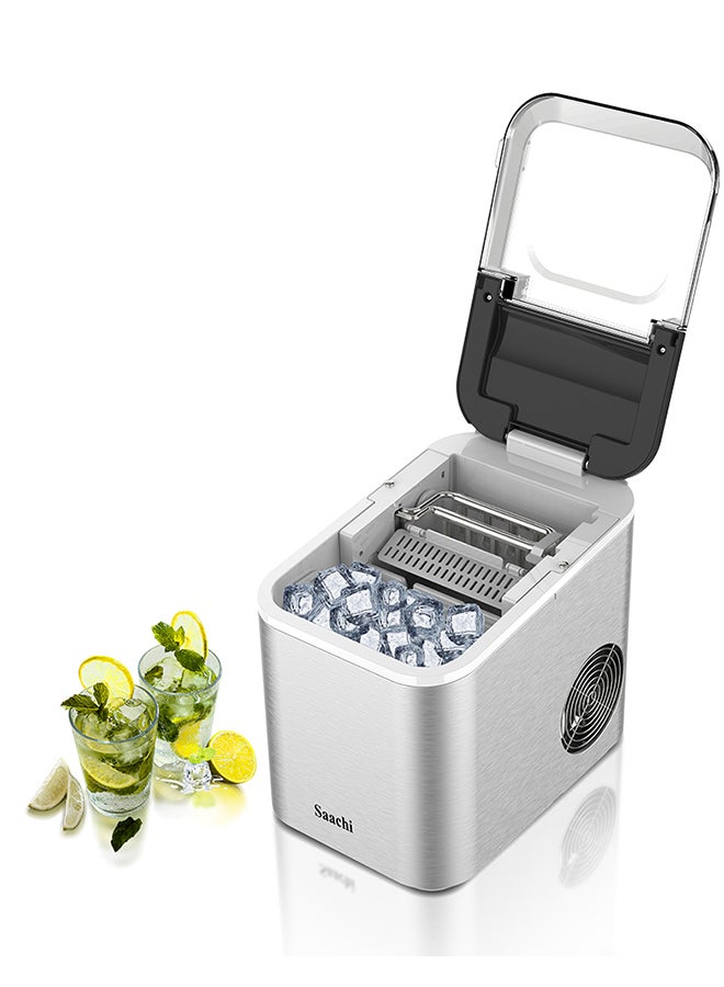 ساتشي Electric Ice Maker, 1.6 Liters Water Tank Capacity, Dispenses 9pcs Bullet-shaped Ice every 6 minutes, 15 Kgs Ice in 24 Hours, Removable Ice Basket 1.6 L 130 W NL-IM-451-ST Silver  - Image 4