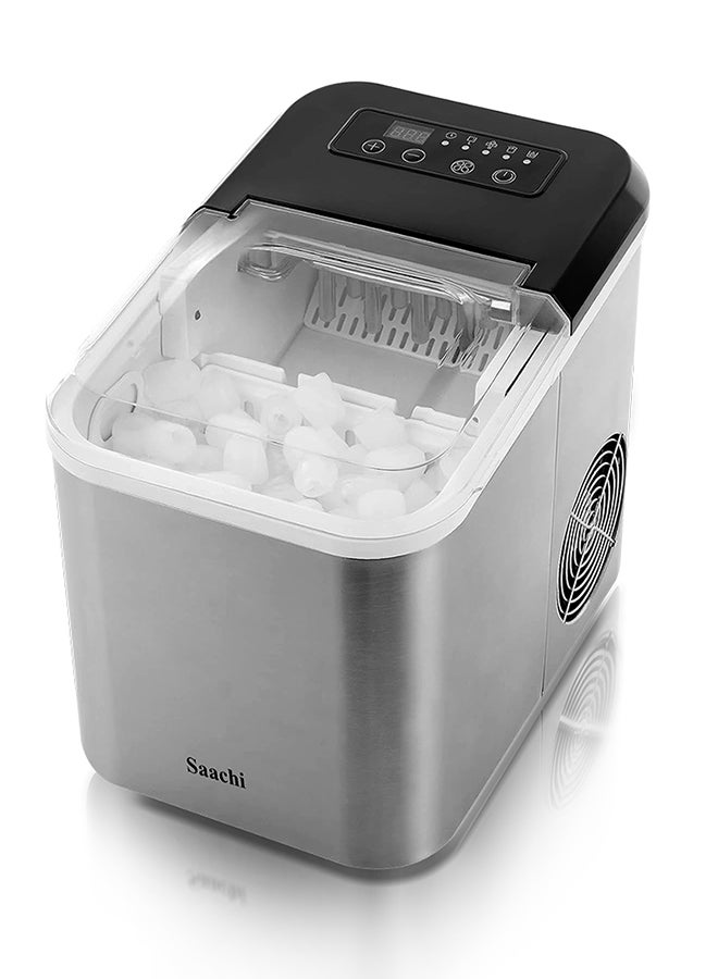ساتشي - Electric Ice Maker, 1.6 Liters Water Tank Capacity, Dispenses 9pcs Bullet-shaped Ice every 6 minutes, 15 Kgs Ice in 24 Hours, Removable Ice Basket 1.6 L 130 W NL-IM-451-ST Silver - Image 1