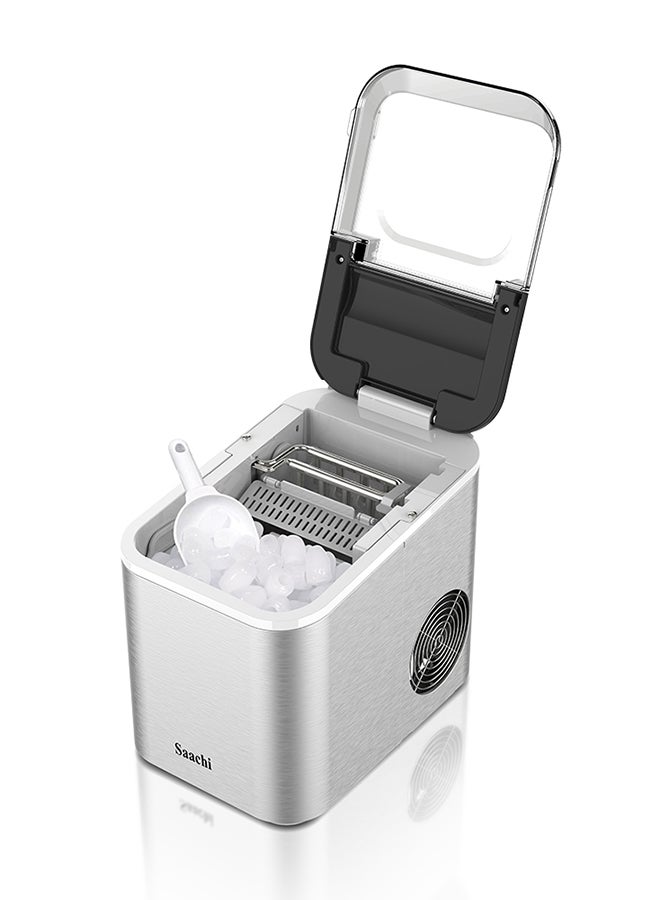ساتشي Electric Ice Maker, 1.6 Liters Water Tank Capacity, Dispenses 9pcs Bullet-shaped Ice every 6 minutes, 15 Kgs Ice in 24 Hours, Removable Ice Basket 1.6 L 130 W NL-IM-451-ST Silver  - Image 2