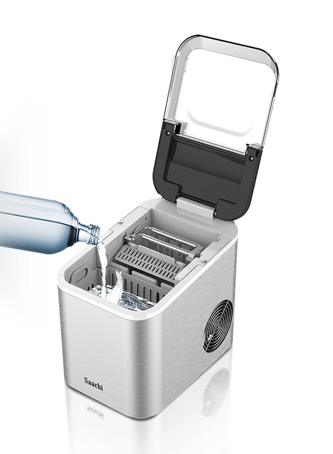 ساتشي Electric Ice Maker, 1.6 Liters Water Tank Capacity, Dispenses 9pcs Bullet-shaped Ice every 6 minutes, 15 Kgs Ice in 24 Hours, Removable Ice Basket 1.6 L 130 W NL-IM-451-ST Silver  - Image 3