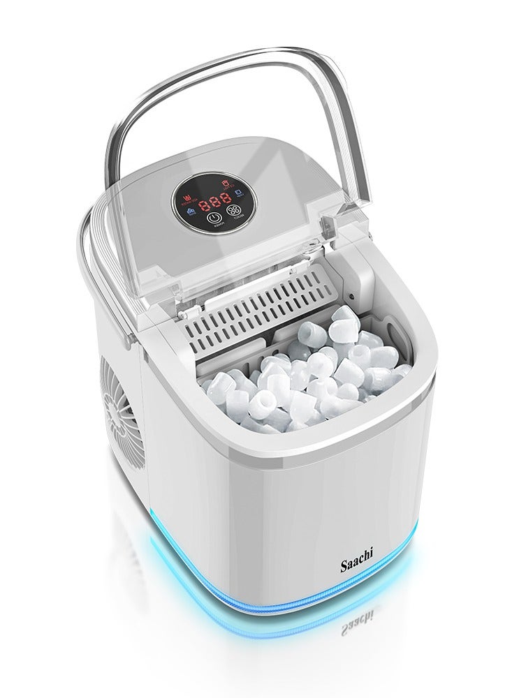 Electric Ice Maker, 2.2 Liters Water Tank Capacity, Dispenses 9pcs Bullet-shaped Ice every 6 minutes, 15 Kgs Ice in 24 Hours, Removable Ice Basket 2.2 L 130 W NL-IM-453-WH White