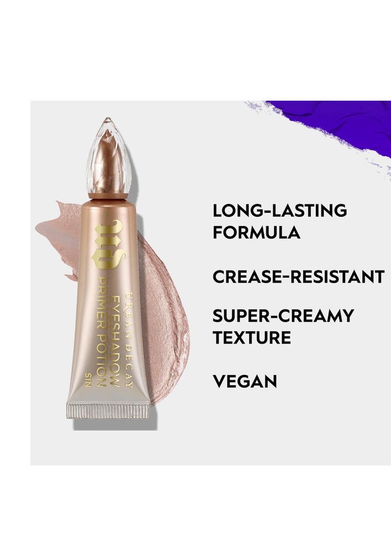Urban Decay Shimmer Eyeshadow Primer Potion Sin, Shimmer Eye Primer, Crease-free Eye Makeup Looks, Smooths & Preps Eyelid Base for Vibrant Color, All-day Wear, All Skin Tones, Vegan - 0.33 fl oz Shimmer Eyeshadow  - Image 2