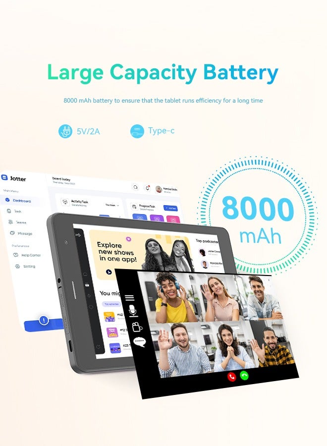 C idea - 8 inch tablet Android 14 with SIM and keyboard 512GB Expandable WIFI tablet For Teenagers CM828 black - Image 1