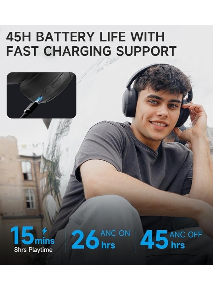 EDIFIER - W800BT Pro -44dB Hybrid Active Noise Cancelling Headphones, Wireless Over Ear Headphones with Bluetooth 5.4, Hi-Res Audio, AI Clear Call, Custom EQ via App, Foldable Design, 253g Comfort Black - Image 1