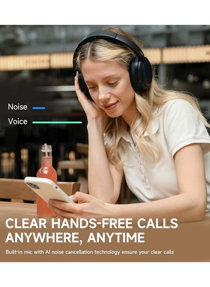 EDIFIER - W800BT Pro -44dB Hybrid Active Noise Cancelling Headphones, Wireless Over Ear Headphones with Bluetooth 5.4, Hi-Res Audio, AI Clear Call, Custom EQ via App, Foldable Design, 253g Comfort Black - Image 1