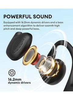 EDIFIER Comfo Run Open-Ear Wireless Air Conduction Sports Headphones, Bluetooth 5.3, Built-in Mic, 17 Hrs Playtime, Fast Charging, IP55 Sweat Resistant for Workouts Running Cycling Black  - Image 4