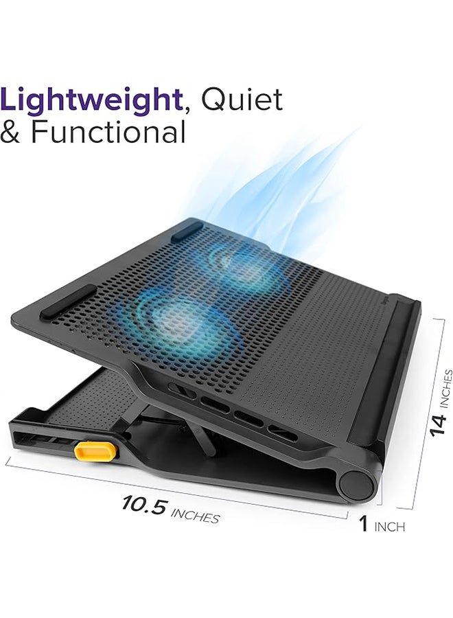 Targus 17" Dual Fan Laptop Chill Mat Plus, Ergonomic Cooling Pad, Heat Protection, 4-Port USB Hub Laptop Fan, (AWE81EU) Black/Grey  - Image 3