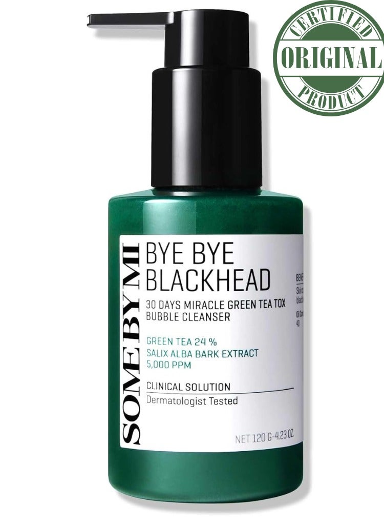 Some by Mi SOME BY MI Bye Bye Blackhead 30 Days Miracle Green Tea Tox Bubble Cleanser - 4.23 Oz, 120g - Korean Face Wash for Removing Blackhead - Daily Pore Minimizer for Face Skin Texture - Korean Skin Care 120grams  - Image 1