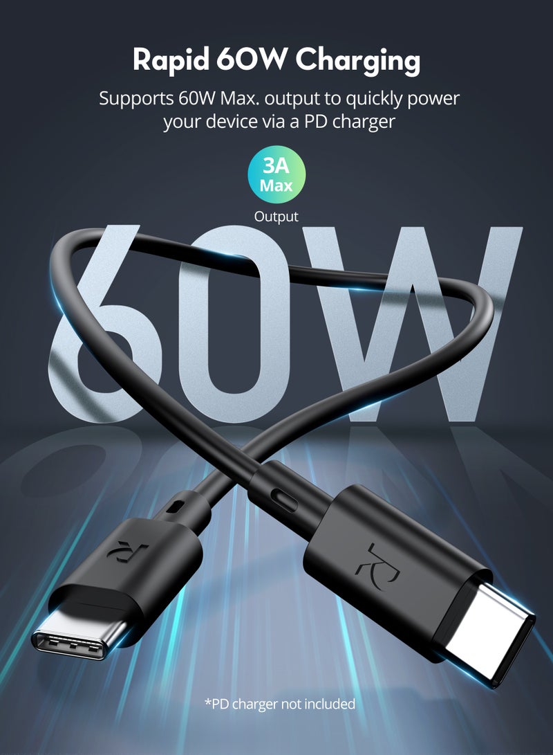 RAVPOWER 60W Type-C to Type-C Cable 60cm - Black  - Image 2