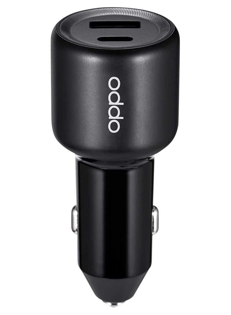OPPO 80W SuperVooc Car Charger USB-A 80W Max +USB-C 30W Max Black  - Image 1