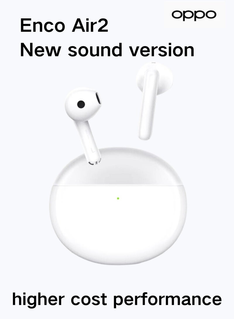 OPPO - Enco Air2 New Sound Edition - True Wireless Earbuds with AI Noise Reduction, 13.4mm Drivers, and Up to 35 Hours Battery Life White - Image 1