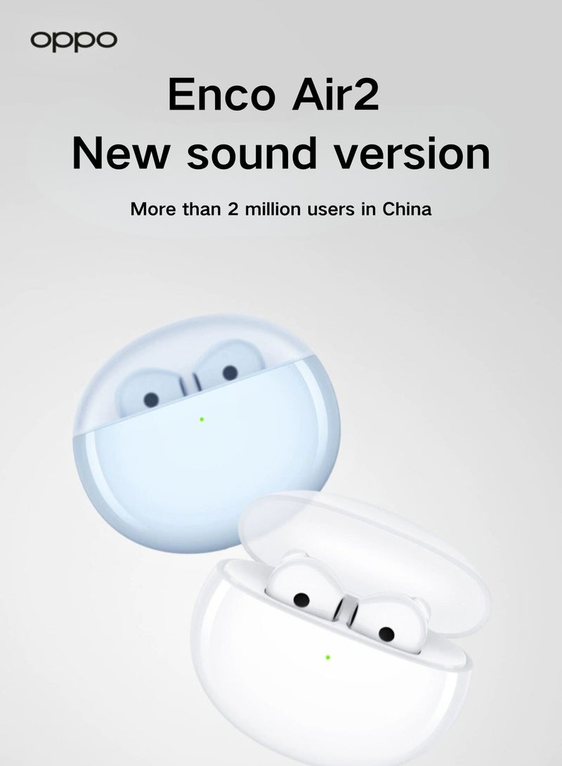 OPPO - Enco Air2 New Sound Edition - True Wireless Earbuds with AI Noise Reduction, 13.4mm Drivers, and Up to 35 Hours Battery Life White - Image 1