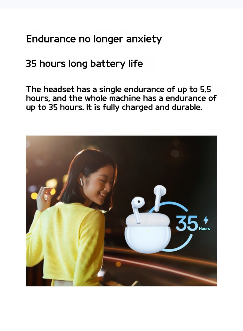 OPPO - Enco Air2 New Sound Edition - True Wireless Earbuds with AI Noise Reduction, 13.4mm Drivers, and Up to 35 Hours Battery Life White - Image 1