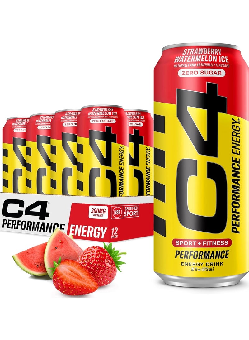 CELLUCOR C4,Energy Drink, Strawberry Watermelon Ice Flavor,473*12 - Image 1