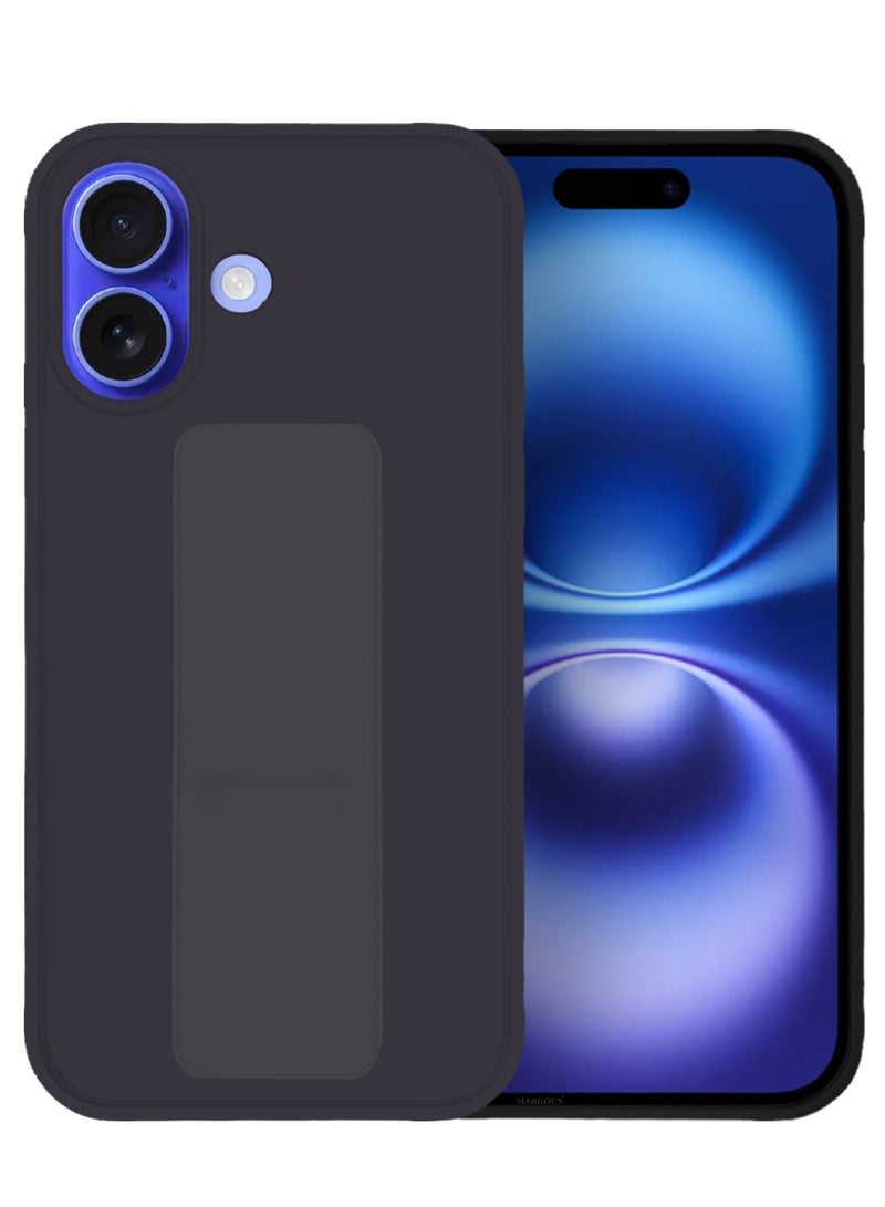 MARGOUN (for Apple iPhone 16) Case Premium PU Leather Back Cover with Stand Function Shockproof and Anti Scratch Case Cover Finger Grip Dark Purple-1 - Image 2