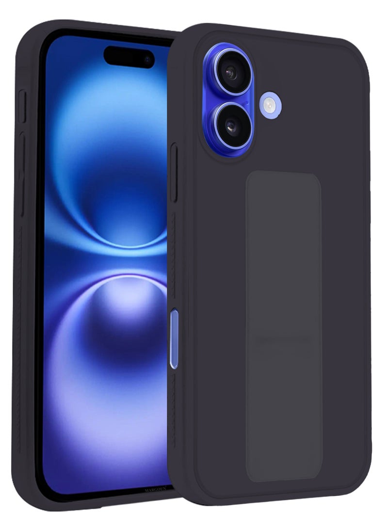 MARGOUN (for Apple iPhone 16) Case Premium PU Leather Back Cover with Stand Function Shockproof and Anti Scratch Case Cover Finger Grip Dark Purple-1 - Image 3