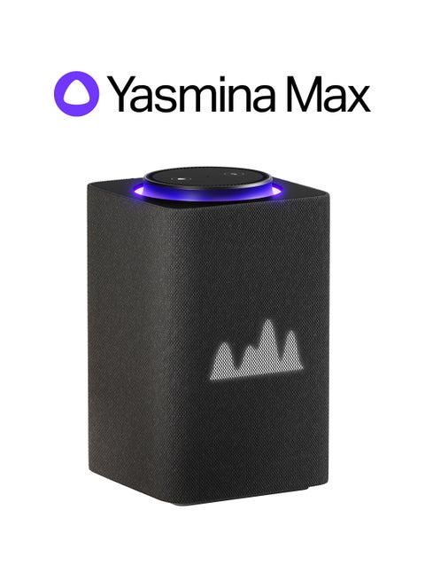 Smart Speaker with Human-Like AI Assistant | Use your voice to control smart home devices via Bluetooth or Wi-Fi, play music, Quran, and more (speaks Arabic, English) | size Max | Black