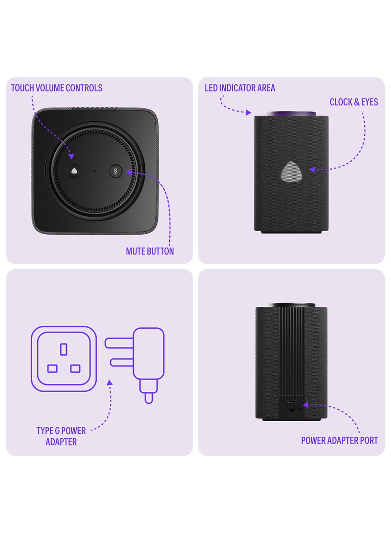 Yasmina - Smart Speaker with Human-Like AI Assistant | Use your voice to control smart home devices via Bluetooth or Wi-Fi, play music, Quran, and more (speaks Arabic, English) | size Max | Black - Image 1