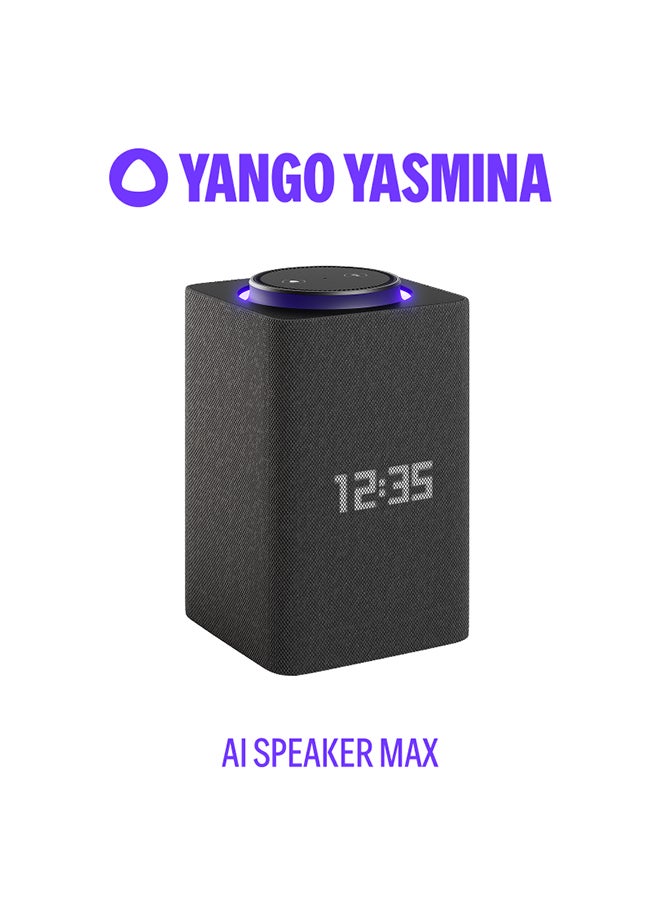 Max | Yango | Smart WiFi Bluetooth Speaker with AI, Dolby Audio Superior Sound, Rich Bass | Fluent in English, Arabic | Play music, Quran | Control Smart home | Zigbee | Stereo Pairing Black