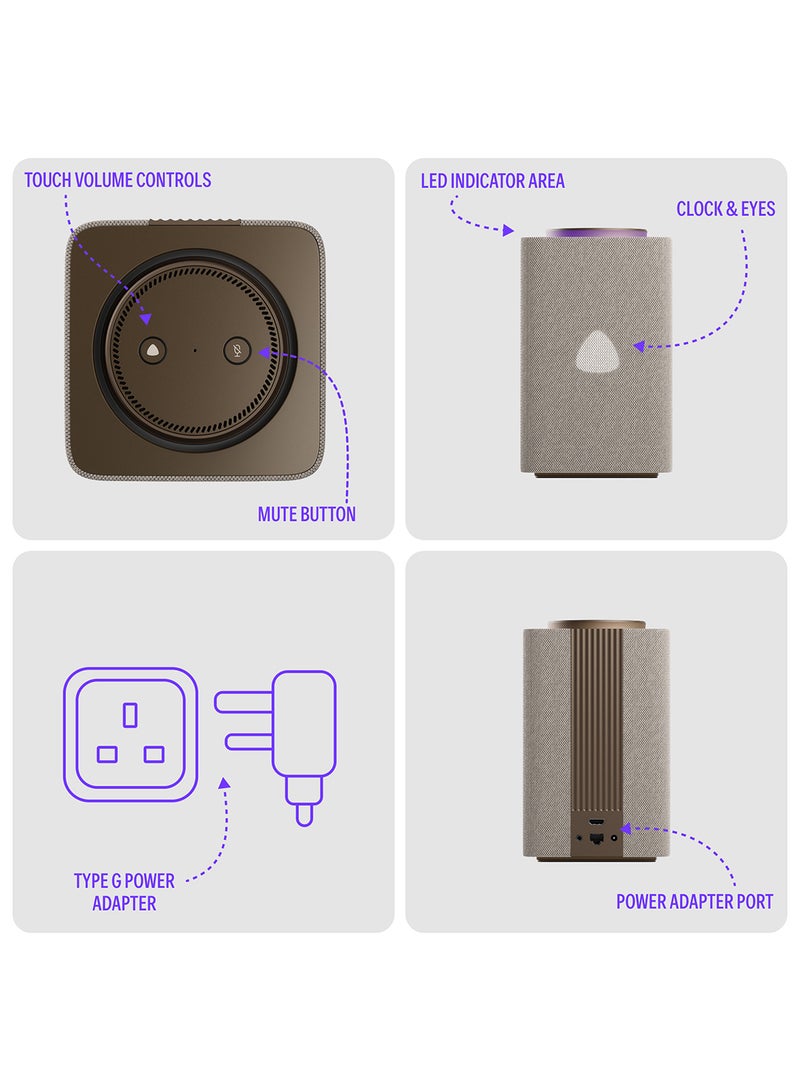 Max | Yango | Smart WiFi Bluetooth Speaker with AI, Dolby Audio Superior Sound, Rich Bass | Fluent in English, Arabic | Play music, Quran | Control Smart home | Zigbee | Stereo Pairing Beige