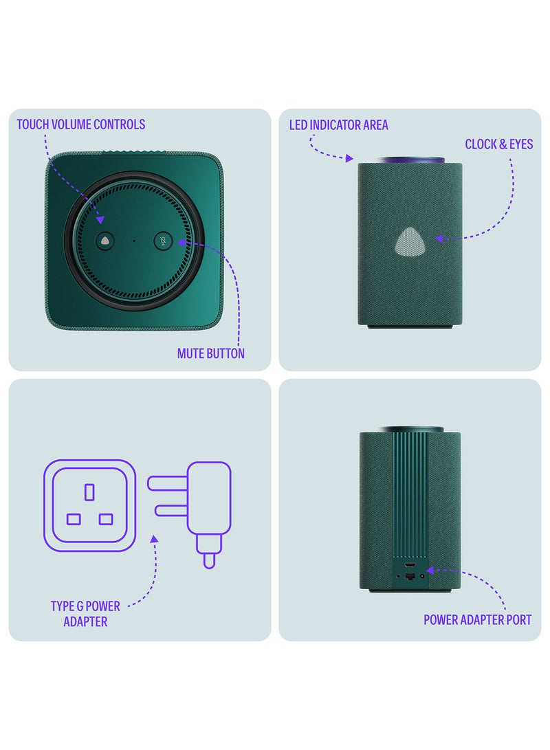 Yasmina - Smart Speaker with Human-Like AI Assistant | Use your voice to control smart home devices via Bluetooth or Wi-Fi, play music, Quran, and more (speaks Arabic, English) | size Max | Green - Image 1