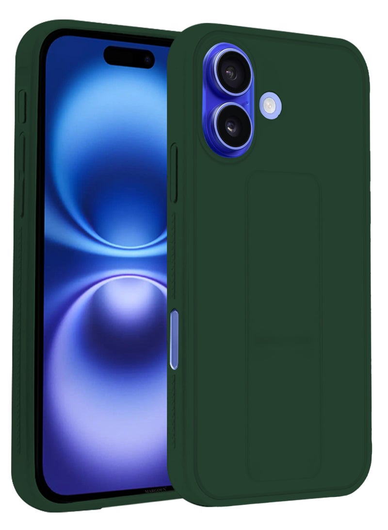 MARGOUN (for Apple iPhone 16) 3Packs, (One Case Two Screen Protectors), Case Cover Premium PU Leather with Stand Function Shockproof and Anti Scratch Case Cover  Finger Grip Green-1  - Image 2