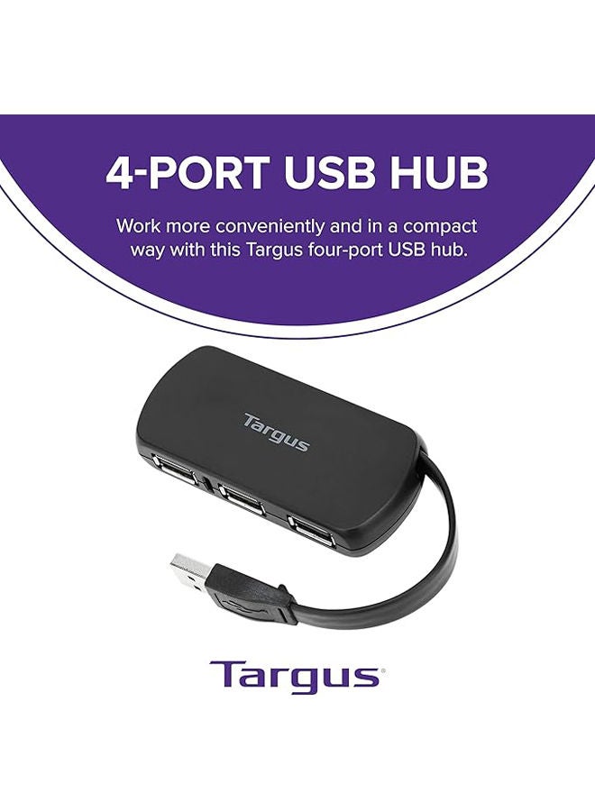 Targus - USB 4 Port Hub 2.0 Black - Image 1