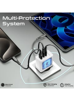 بروميت 45W Power Delivery GaNFast™ Charger, Dual USB-C 45W Ports, and Quick Charge USB-A 22.5W Port White  - Image 5