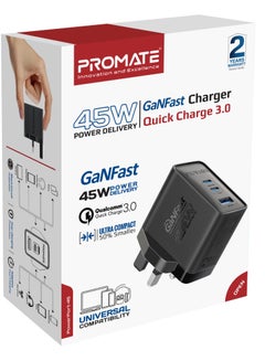 45W Power Delivery GaNFast™ Charger, Dual USB-C 45W Ports, and Quick Charge USB-A 22.5W Port Black - pnsku/N70132374V/45/_/1733137329/8df7c908-164d-4be9-847c-fd459689f527