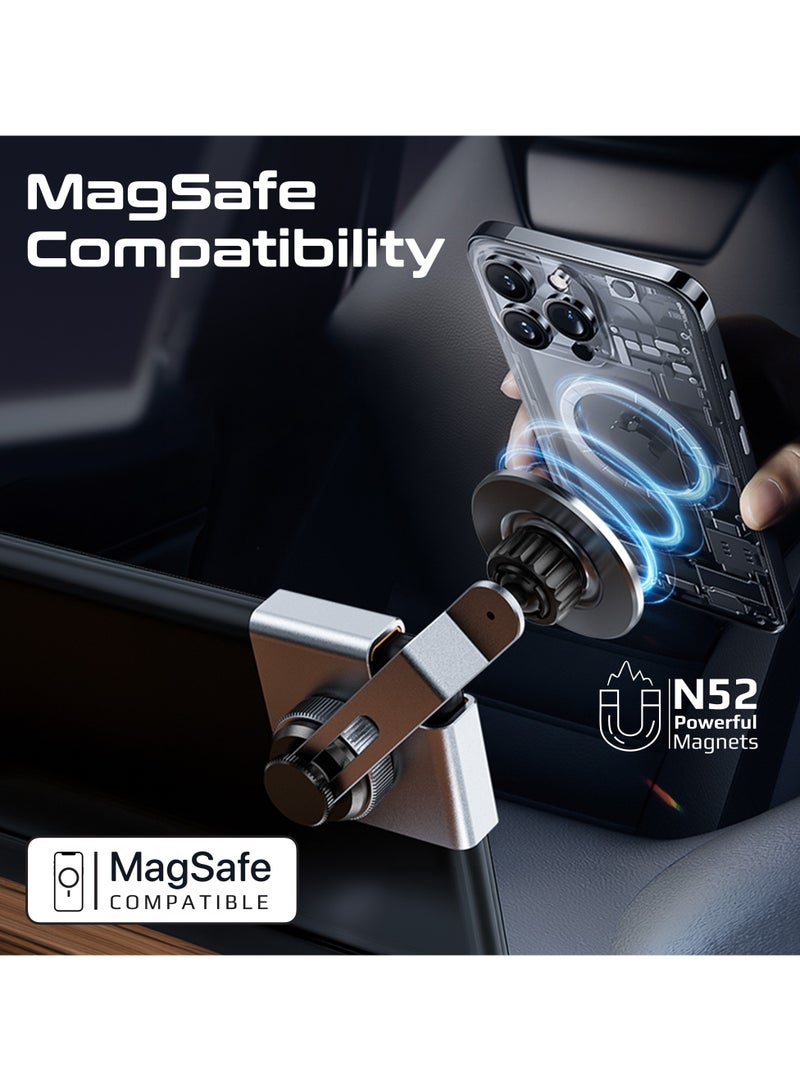 PROMATE - Mobile Magnetic Holder for Car Screen, Aluminum Crafted, 360° Rotation and MagSafe Compatibility, Cradleless Design, N52 Powerful Magnets Silver - Image 1