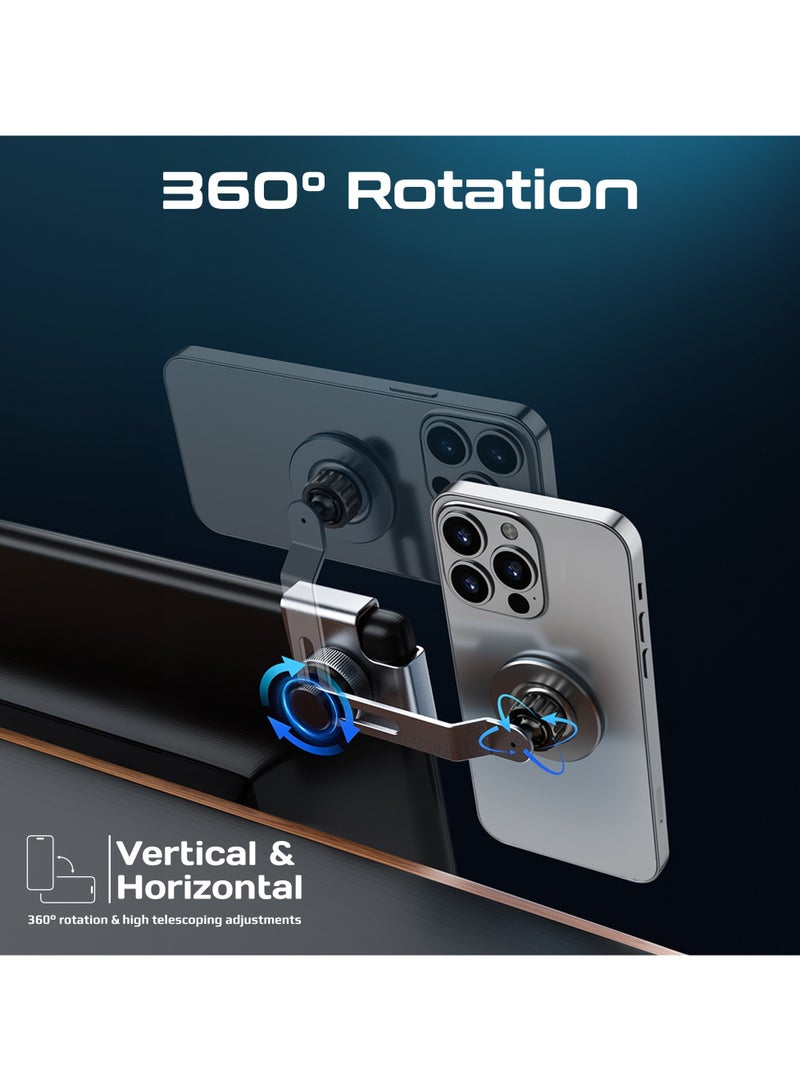PROMATE - Mobile Magnetic Holder for Car Screen, Aluminum Crafted, 360° Rotation and MagSafe Compatibility, Cradleless Design, N52 Powerful Magnets Silver - Image 1
