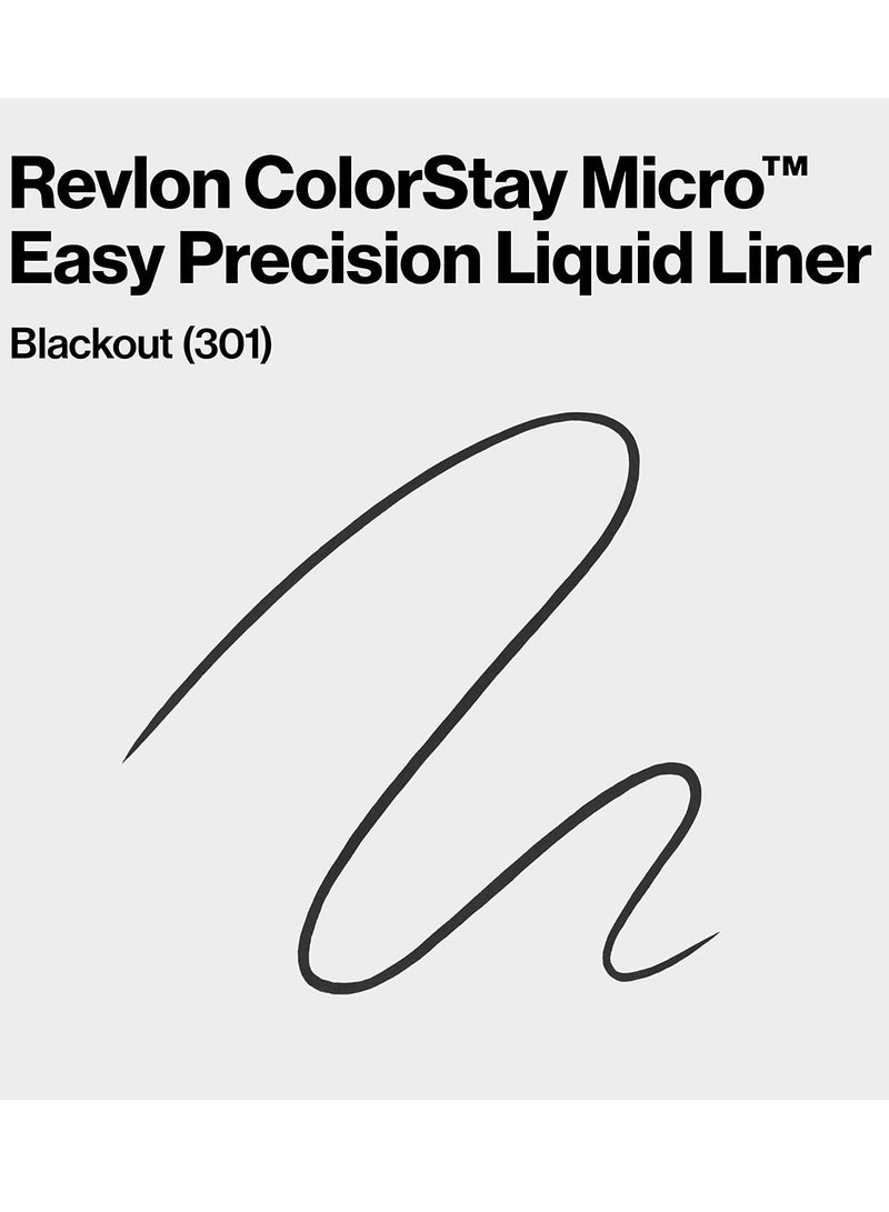 ريفلون كحل سائل دقيق ColorStay Micro Easy Precision، مقاوم للماء، مقاوم للتلطخ، يدوم طويلاً مع طرف دقيق من الفelt، 301 بلاك آوت، 0.057 أونصة سائلة - Image 4