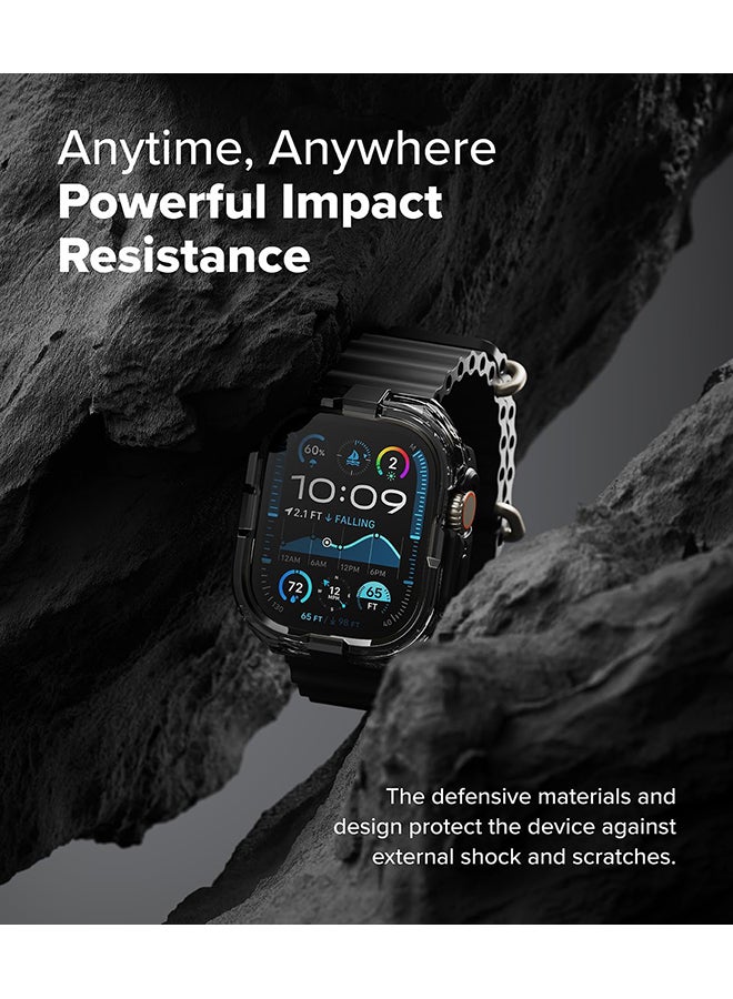 رينجك Fusion Bumper For Apple Watch Ultra 2 / 1 Case, Frame Protection Double Layered PC TPU Transparent Color Lightweight Cover for Watch Case- BLACK - Image 5