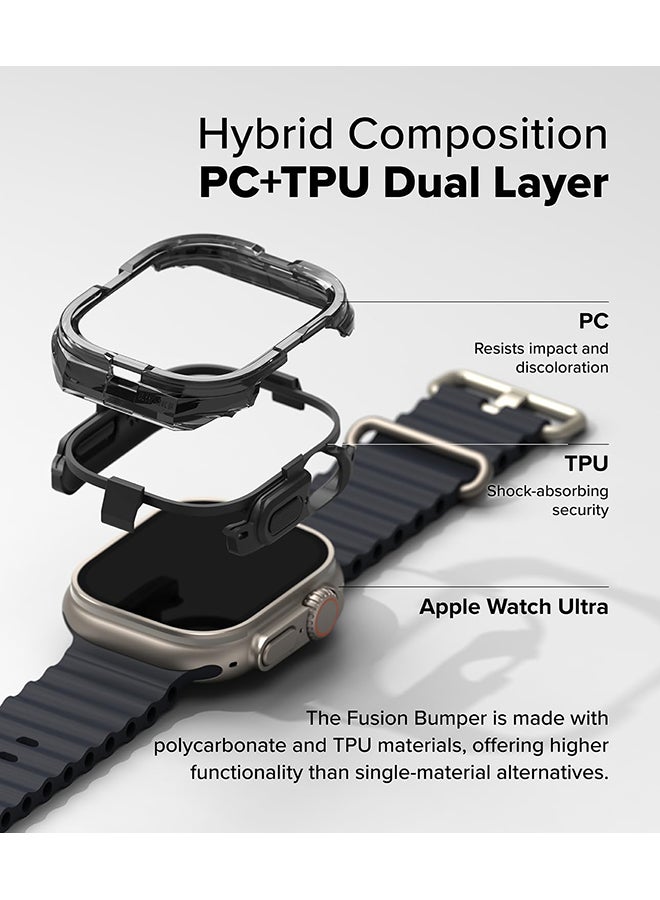 رينجك Fusion Bumper For Apple Watch Ultra 2 / 1 Case, Frame Protection Double Layered PC TPU Transparent Color Lightweight Cover for Watch Case- BLACK - Image 3