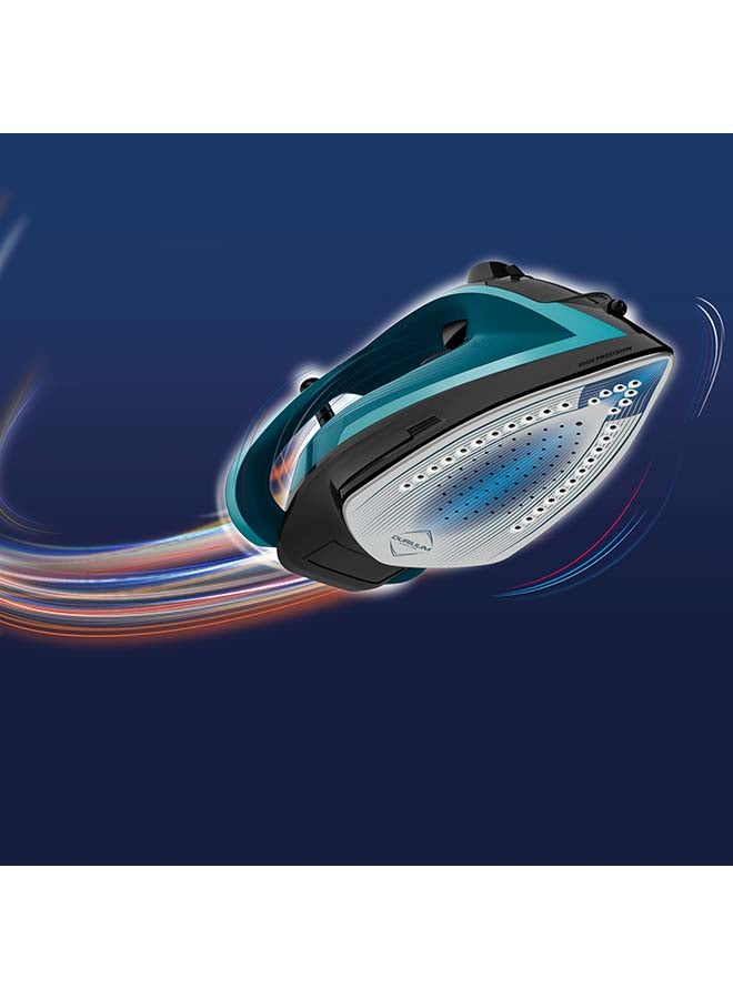 Tefal - Ultragliss Anti-Calc Plus Steam Iron | Removable Calc Collector | 50 g/minute Cont | Steam Output | 270 ml 2800 W FV6832M0 Black Glama / Bleu Boreal - Image 1