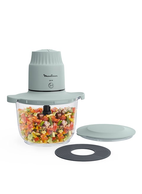 Choppeo | Glass Bowl Chopper | Useful Capacity | Borosilicate Glass | 2 Speeds | Eucalyptus | 1 L 500 W DJ603127 Blue