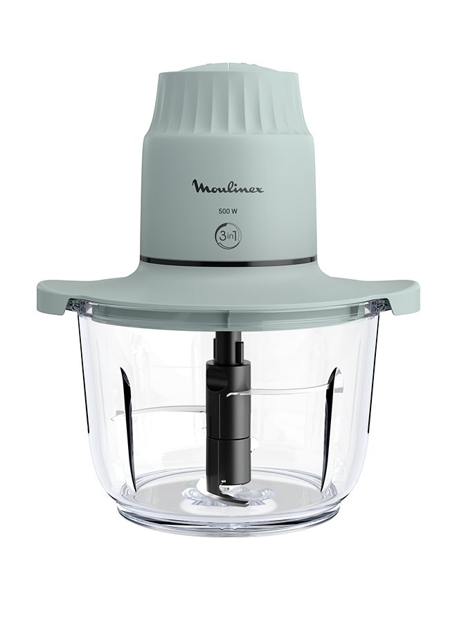 Moulinex - Choppeo | Glass Bowl Chopper | Useful Capacity | Borosilicate Glass | 2 Speeds | Eucalyptus | 1 L 500 W DJ603127 Blue - Image 1