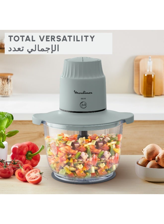 Moulinex Choppeo | Glass Bowl Chopper | Useful Capacity | Borosilicate Glass | 2 Speeds | Eucalyptus | 1 L 500 W DJ603127 Blue - Image 5